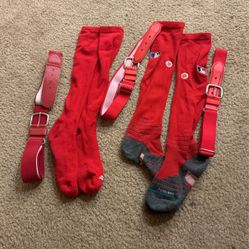 YOUTH RED BASEBALL SOFTBALL SOCKS BELTS