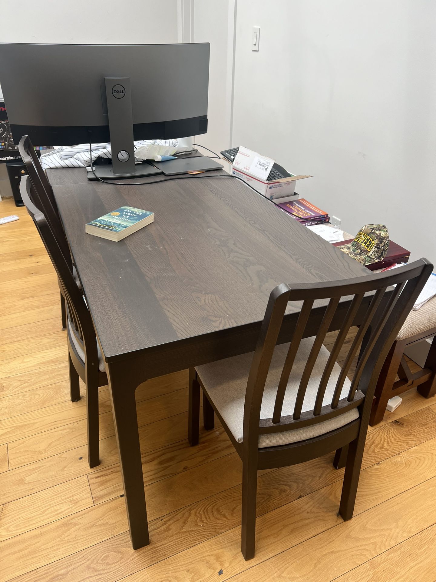Wood Dining Table / Desk w/ 4 Chairs