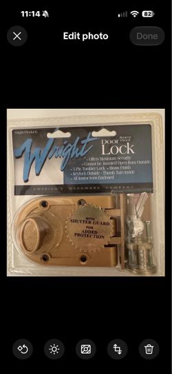 Wright Jimmy Proof Door Lock V385BR Brass NOS w Keys USA