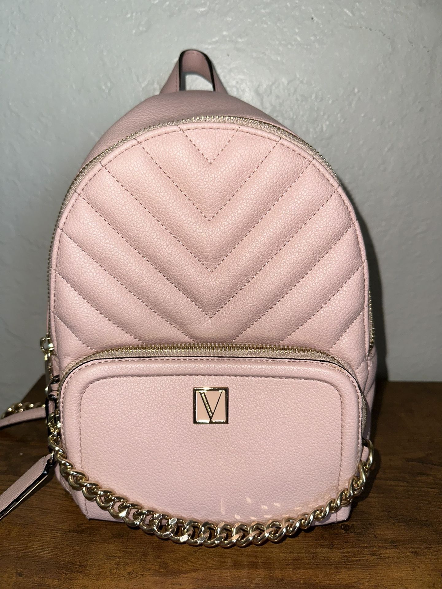 Victoria's Secret Pink and Gold Quilted Backpack