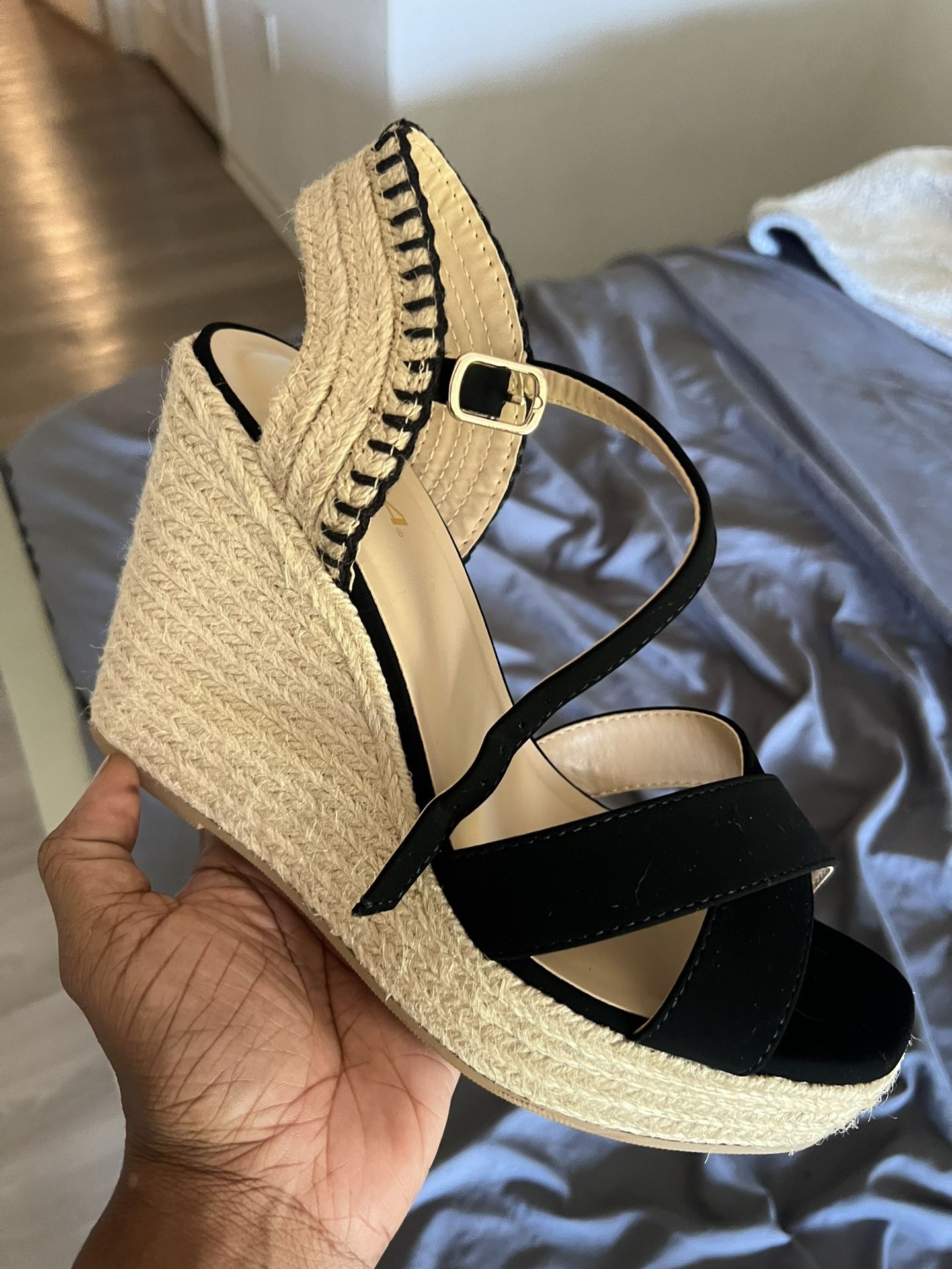 BRAND NEW - NEVER WORN-Wedged Strap heel BOUGHT 7/4/25