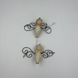 Vintage Handcrafted Hand painted Willow Tree Angel Christmas / Easter ornament set of 2
