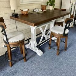 Brand New 5pc. Ashley Counter Height White/Brown Dining Table Set 