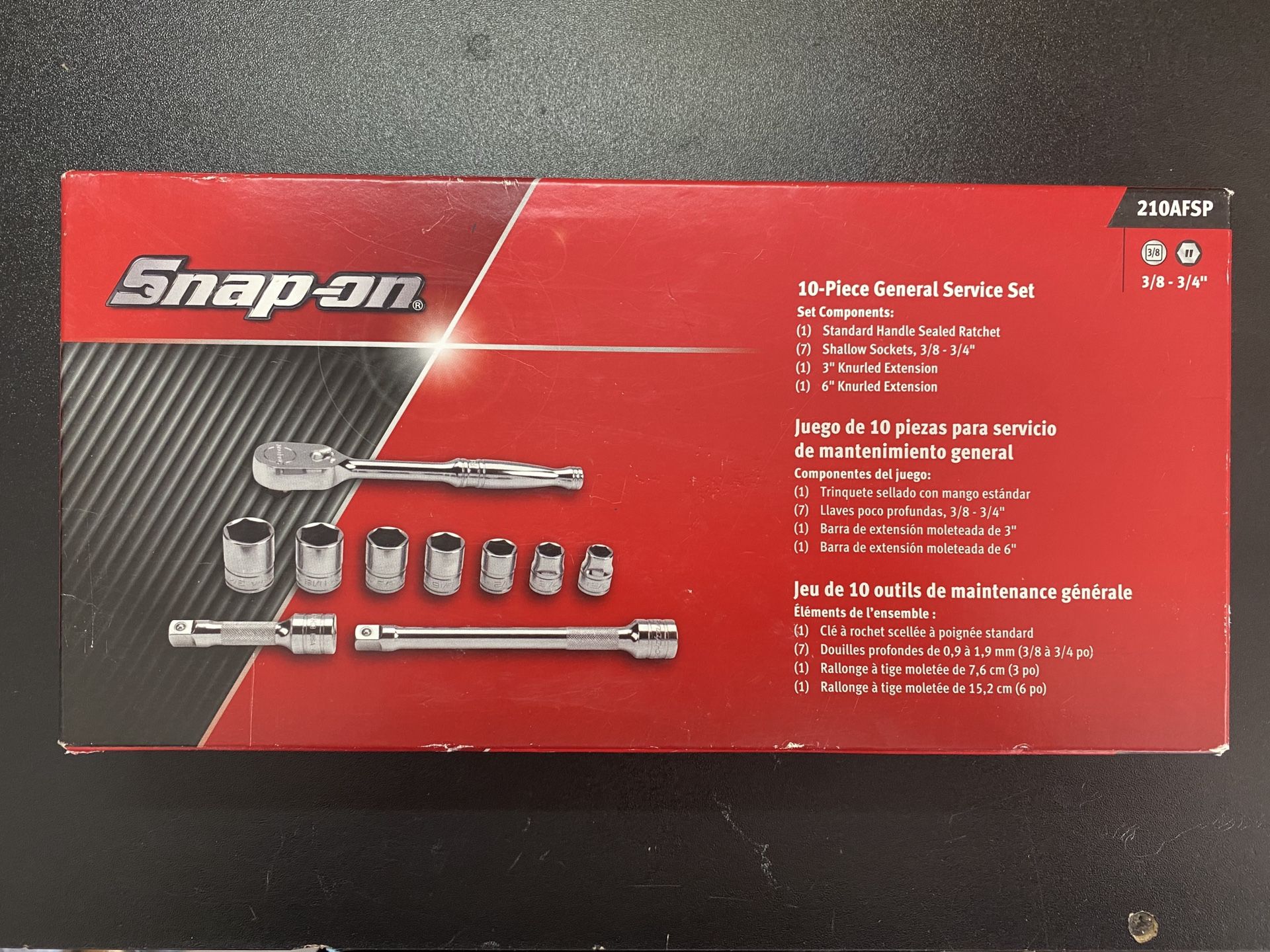 Snap On 210AFSP 10 piece 3/8 SAE General Service Set