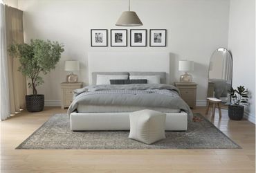 Vera Dream Cream Non Tufted 52”H Queen Upholstered Platform