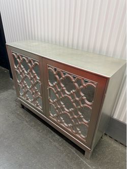 Hollywood Glam style mirrored accent cabinet