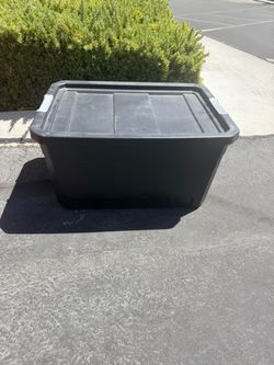 Large Black Plastic Storage Tote with Lid