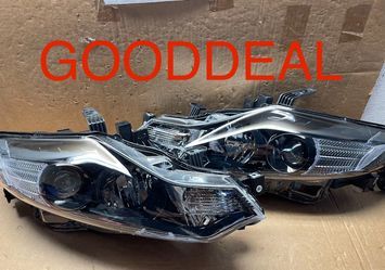 OH 217 Fit 09-14 Nissan Murano Black Halogen Headlight Pair 