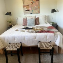 King Size Wooden Bed Frame And Mattress 
