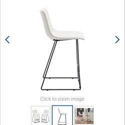 Office Star Nash Fabric Counter Height Stools, White, Set Of 2 Stools 