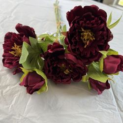Red / Burgundy Peony Artificial Flower Bouquet - Ramo flores peonía 