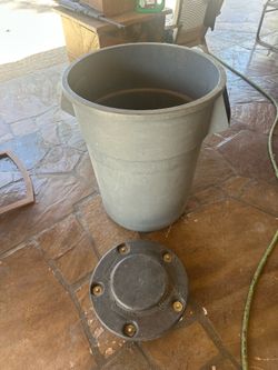 Rubbermaid Brute Container with mobile dolly.