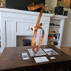 Genuine, 37 ins. Tall, Jon Allen, Handmade, Red Copper Metal Abstract Sculpture, No two are alike!