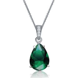 Classic pendant features green and white, pear and round-cut cubic zirconia stone