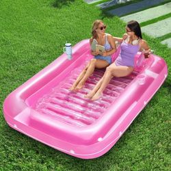 Inflatable Tanning Pool Lounger Float,85" x 57" Extra Large Pool Floats Adult with Pillow, 4 in 1 Suntan Tub Raft Floatie,Suntan Tub Raft Floatie for