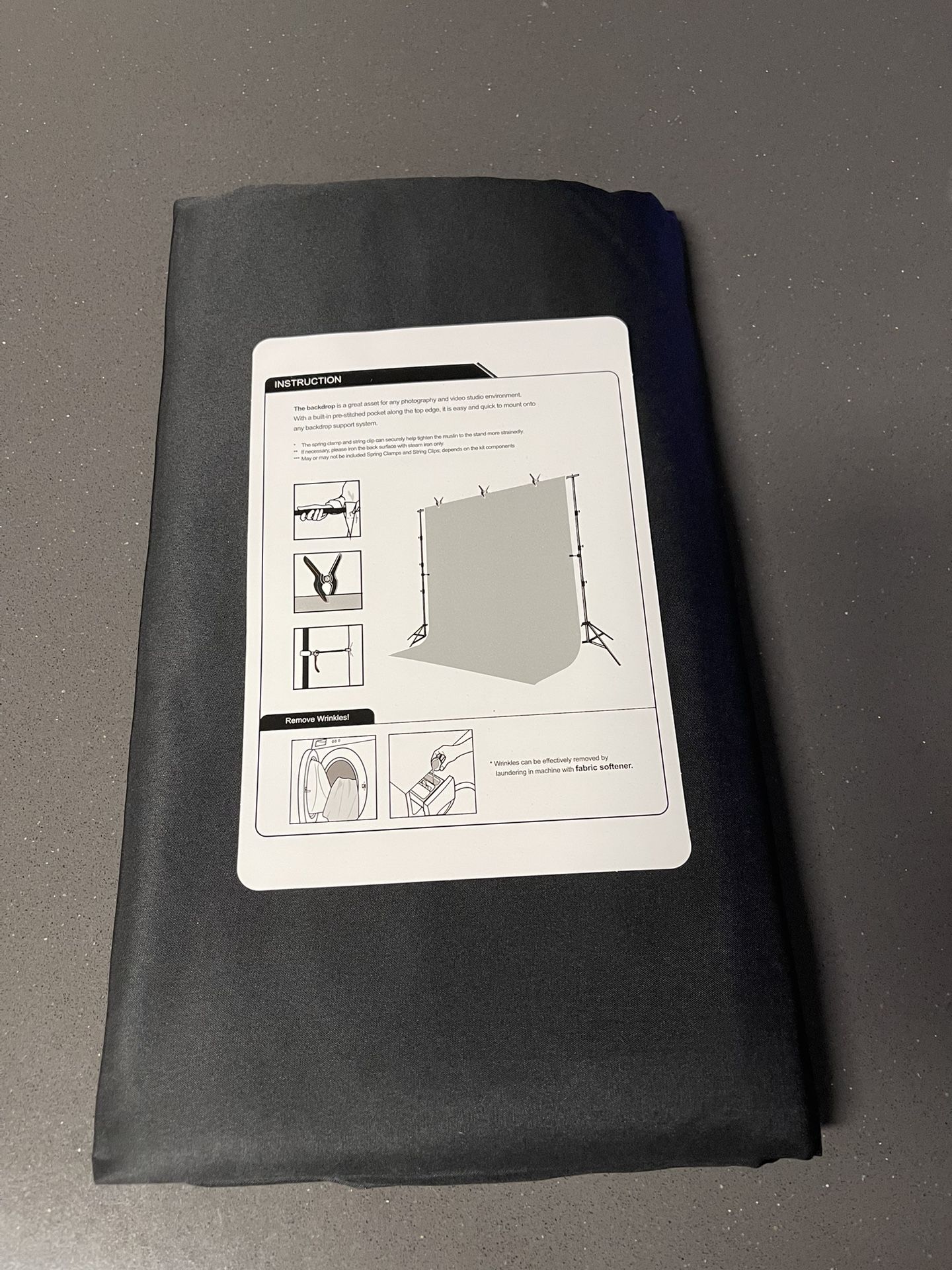6x9 ft Black Backdrop Premium Polyester Fabric With Rod Pocket