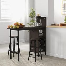 Dark Brown Bistro Set with Stools
