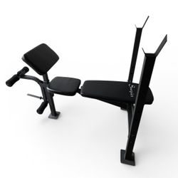 Adjustable Workout Bench with Leg Extension + Barbell Rack