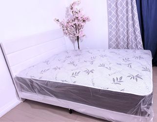 Queen Regular classic mattress with bed frame white color