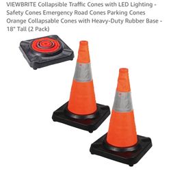 Viewbrite (2pack) 18in 4.5Lb Lighted Collapsible Traffic Cone