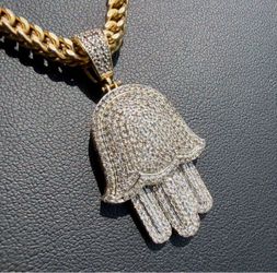 Jewelry 10k solid two tone Yellow Gold natural diamond hamsa 0.80CTW Pendant charm