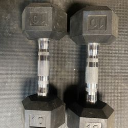 Weider Rubber Hex Dumbbell, 10 lbs with Chrome Handle 