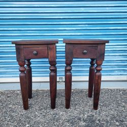  2 solid wood nightstands or side tables. World Market sourav collection. Textured tops. 