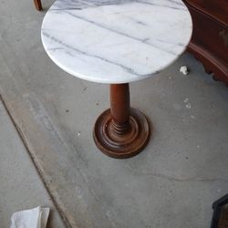Marble & Wood End Table 