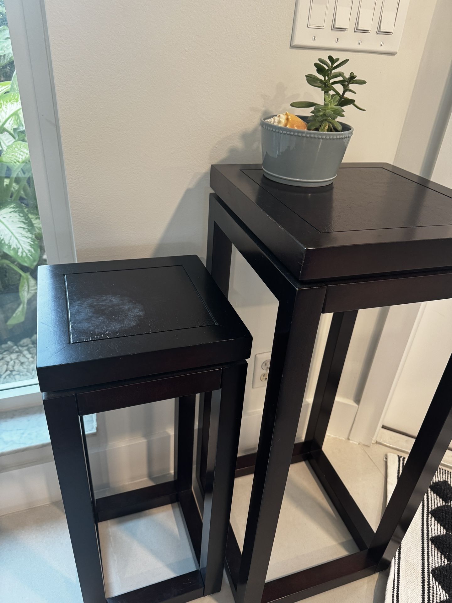 Dark wood entryway tables