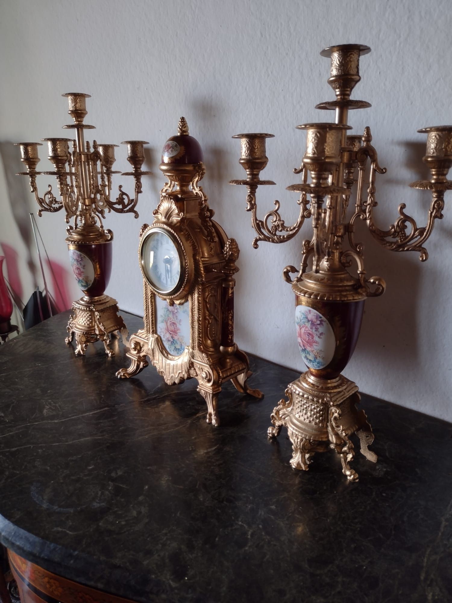 Antique French Clock And Candelabra 