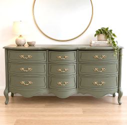 French Provincial Vintage Green Dresser