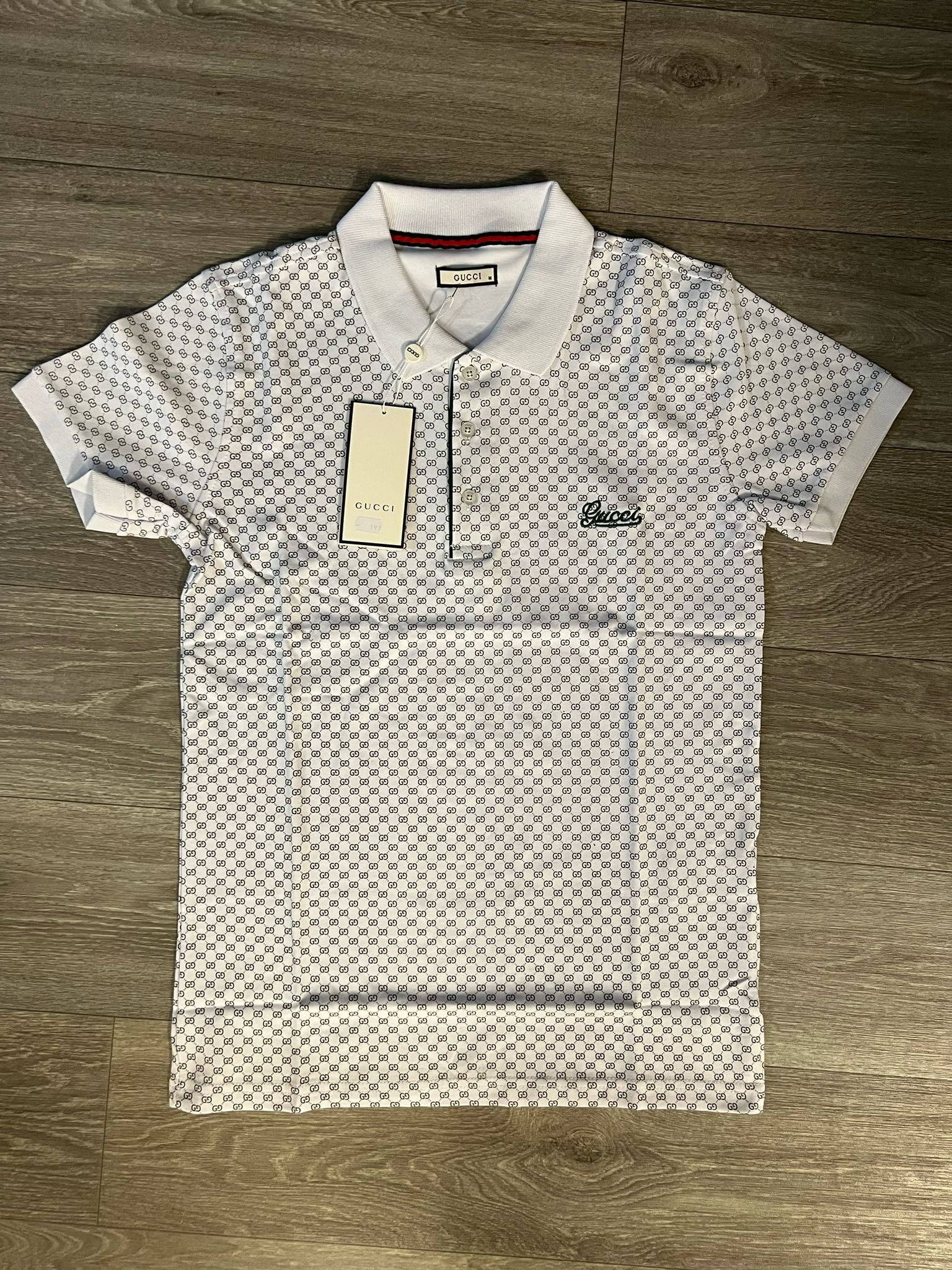 New Gucci Medium size Man White Polo T-Shirt