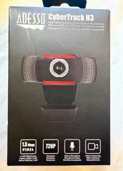 NEW IN BOX Adesso CyberTrack H3 720P HD USB Webcam with Built-In Microphone  Brand new Adesso CyberTrack H3 USB webcam in the original sealed box.   F
