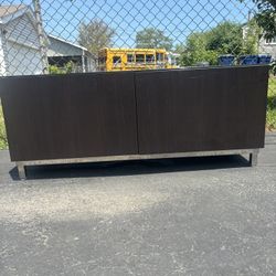 Modern TV Stand / Media Console – Dark Wood with Glossy Top