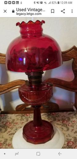 Vintage Tall Lincoln Drape Aladdin Ruby Red Oil Lamp