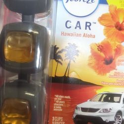 Febreze Hawaii Aloha Floral Scent 3 Pack FOR CAR VENT (Each Clip Last Up To 40 Days) Adjustable Settings Rare Vacation Scent 