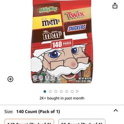 Mars M&M'S, SNICKERS, TWIX and MILK WAY Fun and Minis Size Christmas Chocolate Candy Assortment, 49.70-ounce Bag, 140 Pieces