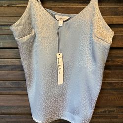 NWT Nicole Miller Blue Jacquard Silver Leopard Camisole Tank Top Cami Sz SML