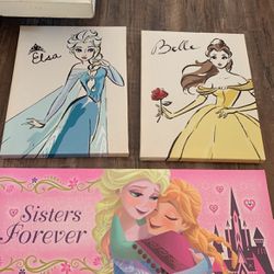 Disney Princess Sister Canvas Elsa Frozen Belle Lot
