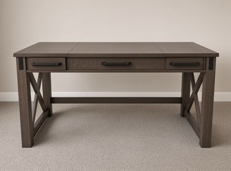 Rustic Farmhouse Standing Desk - weathered brown finish