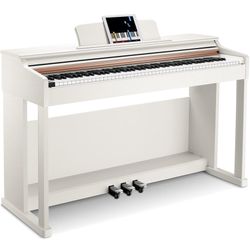 White Keyboard Piano With Bench - Gently Used 