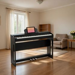 AODSK 88-Key Digital Piano w/ Stand & Triple Pedal – $200