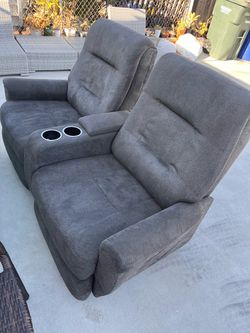 Gray Reclining Loveseat with Cup Holders