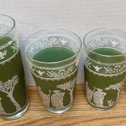 Vintage Wedgewood 14 piecel Glass Set Green Jasperware Hellenic