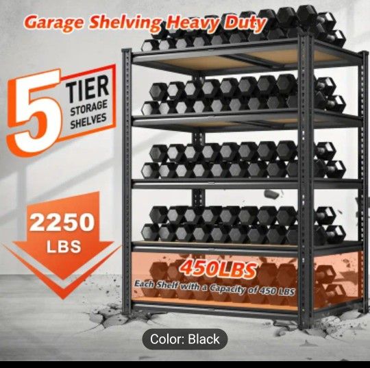 Brand New In Box 5 Tier Heavy Duty Garage Shelves 18"×36"×72" Holds Upto 2500lbs
