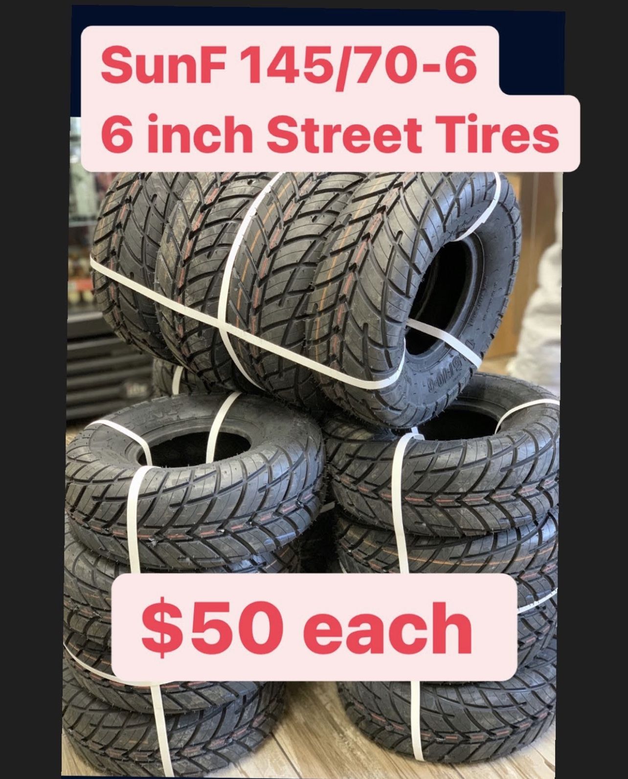 Mini Bike SunF Street Tires 145/70-6 6 inch Tire Best On The Market Mini Bikes Minibikes Minibike Go Kart Go Cart Gokart Gocart