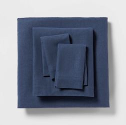 Linen Blend Sheet Set (Queen) Metallic Blue - Thresholdâ„¢