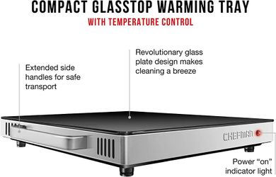 Chefman Compact Glasstop Warming Tray with Adjustable Temperature Control  Perfect for Buffets, Restaurants, Parties, Events, Home Dinners and Travel