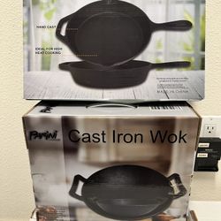 Parini - 11.5" Preseasoned Cast Iron Wok & Frying Pan  - (New)
