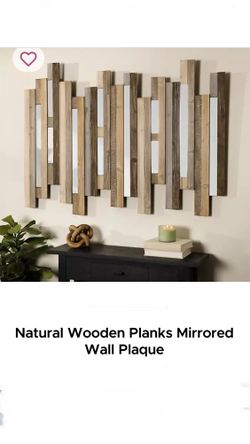 Mirrored wall plaque - Natural Wood